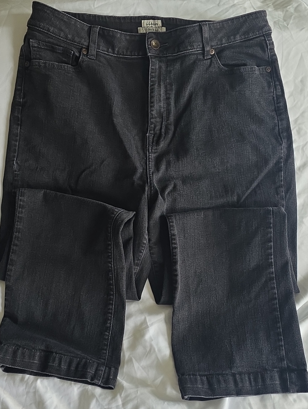 L.L. Bean Women's Straight Leg Jeans in Washed Black